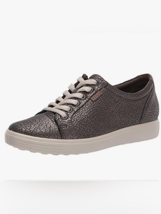 Ecco Shoes - ECCO Soft 7 Women's Leather Sneaker, Black Stone Metallic